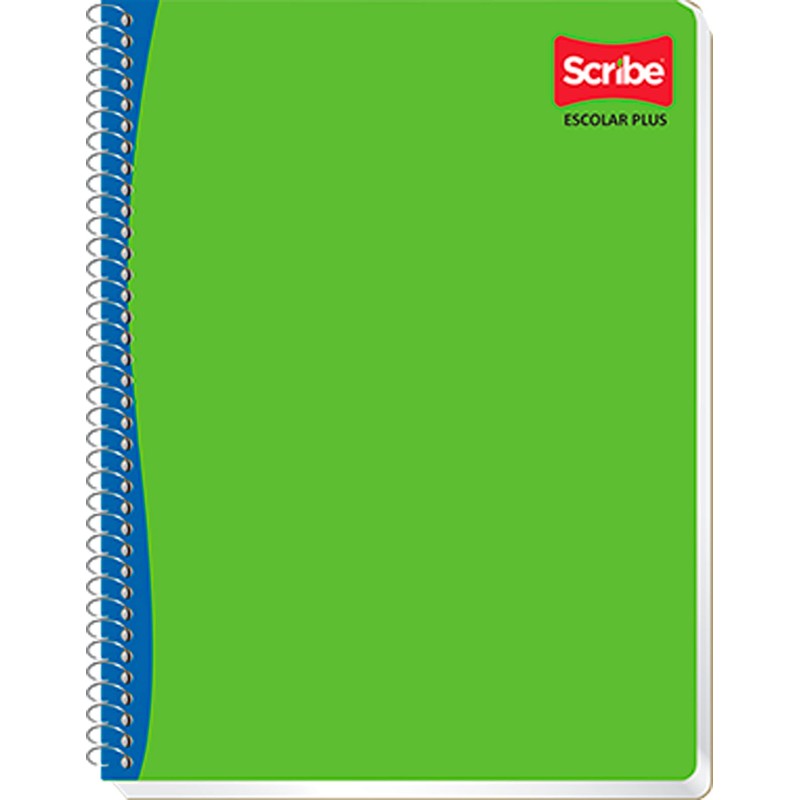 Scribe, ESCOLAR_PLUS, Cuaderno Espiral Sencillo Profesional de Pasta Semi Rígida,