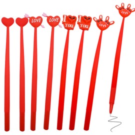 8Pcs Cute Gel Black Ink Pens, Heart-Shaped Ballpoint Pens, kawaii School Stationery Office Supplies, Women Lovers Wedding Bridal Gifts, Birthday Party Favor Gifts