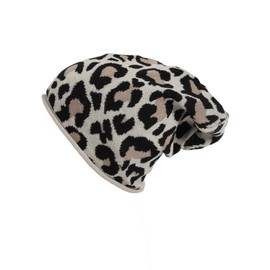 Zwillingsherz Slouch beanie hat with cotton - high-quality knitted hat with leopard design for women girls boys 2020 - hat - one size - spring summer autumn and winter - beige