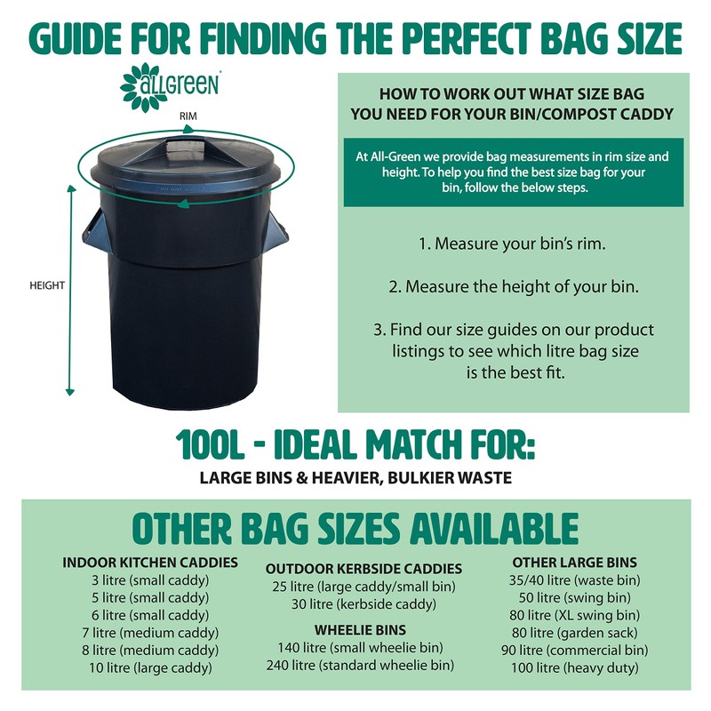 100L x 20 Heavy Duty Compostable Food Waste Sacks -