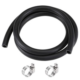 sourcing map Lubricating Oil Hose 8mm ID 12mm OD 3.3ft Rubber Water Hose Black, 2 Clamps