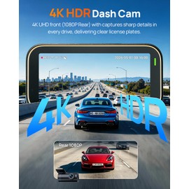 70mai A810 Lite 4K Dash Cam Front and Rear, 5GHz Wi-Fi 6 DashCam, Car Camera 4G LTE Remote Access, GPS Tracking, HDR Night Vision, 24H Parking Mode, Voice Control, Emergency Lock, Loop Recording