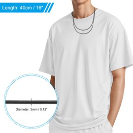 PATIKIL 24" Leather Necklace Cord, 3mm/0.12" Waterproof Braided Leather Necklace Cord Woven Wax Rope Chain with Stainless Steel Clasp for Men Women DIY Pendant Gift, Black/Silver