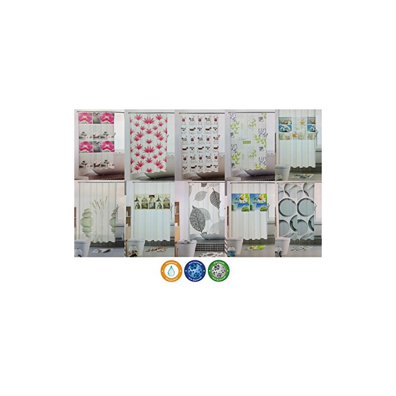 GMMH Shower Curtain Anti Mould Effect Bath Curtain Waterproof Includes
