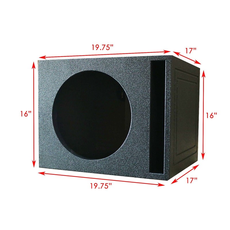 Single 12" Vented Armor Coated Subwoofer Box with Painted Kerf
