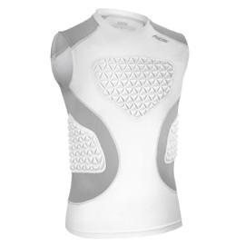 Youth Football Baseball Chest Protector, Padded Compression Shirt, Support Softball Rugby Lacrosse Heart Sternum Guard （White Grey）
