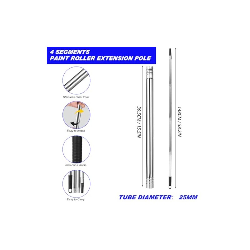 Extension Pole 1.3-4.8 ft Long Paint Roller Telescopic Extendable Poles
