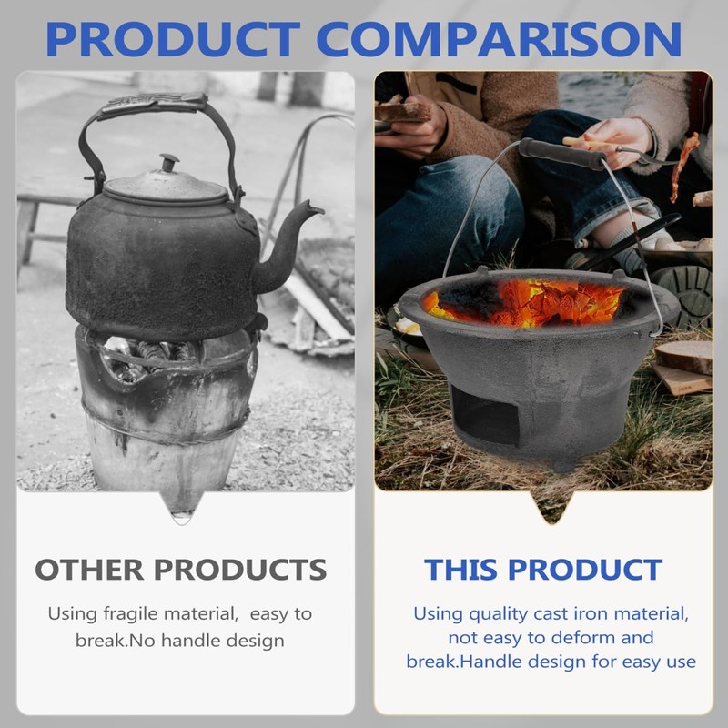 DOITOOL Cast Iron Charcoal Hibachi Grill, Portable Picnic Charcoal Stove