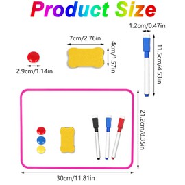 Mtxorvix Mini Magnetic Whiteboard, 21 X 30 cm Small White Board, A4 Desktop Dry Erase Board, Portable Double-Sided Dry Erase Board with Marker and Board Eraser, for Office,School & Home (Pink)