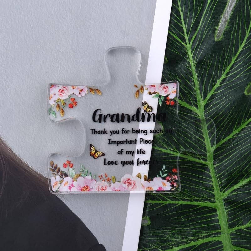 Birthday Gifts for Grandma Acrylic Puzzle Piece Plaque for Grandmother