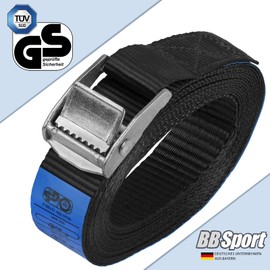 Lashing Strap Tension Strap Load Capacity up to 250 kg DIN EN 12195-2 Fastening Strap Clamp Closure Fastening Straps Black Various Lengths Pack of 10 2.5 cm x 1 m