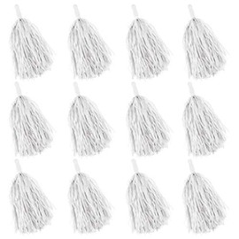 Faxco 12Pack Plastic Pom Poms Cheerleading Pom Poms Sports Dance Cheer Plastic Pom Pom for Rooters,Cheering Squard,Cheering Team (White)