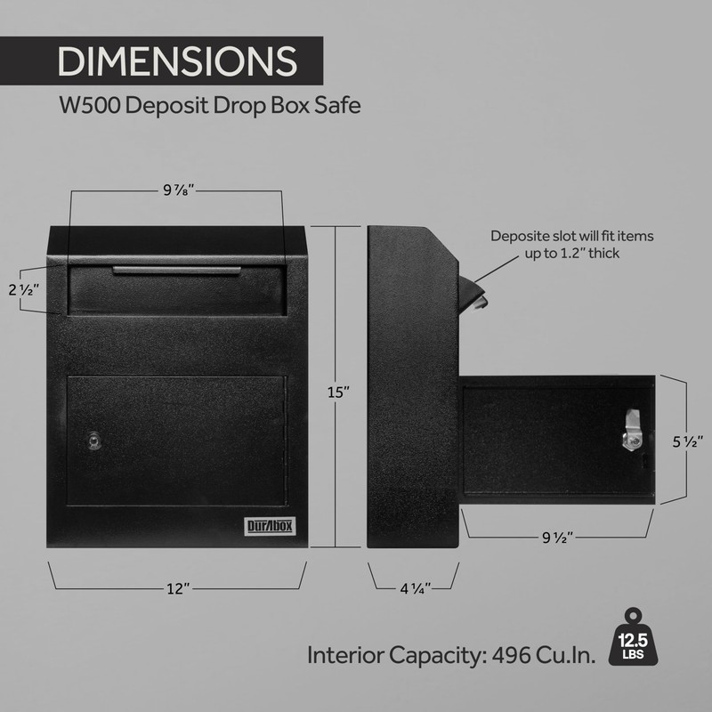 Durabox Drop Box Deposit Safe 12 x 4 x 15”