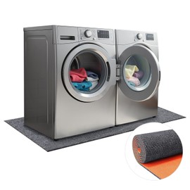 9mm Thickened Under Washing Machine Mat 63" L x 36" W Shock Absorbing Noise Reducing Non-Slip TPE Backing Floor Mat Freely Cut for Refrigerator Washer Dryer Portable Air Conditioner Floor Protection
