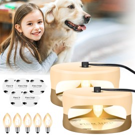 KILSACO Flea Trap for Inside Your Home 2 Packs - Premium Electric Flea Traps, Natural and Child-Friendly Indoor Control for Home & Garage with 5 Glue Disc Refills and 5 Lightbulbs (Beige)