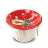 dgudgu Mushroom Ring Holder Jewelry Tray Red Dish Ceramic Trinket