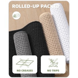 Color&Geometry Chenille Rubber Backed White Bathroom Rugs- Non Slip, Absorbent, Quick Dry, Washable- 16"x24" Small Bath Mat Thin Bathroom Rugs Fit for Small Bathroom