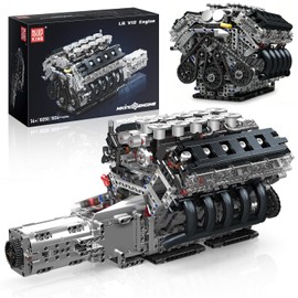Mould King LR V10 Engine Model Kit for Adults, 1834 Pcs Engine Kits that Runs, DIY Mechanical Building Set for 14+, 10250 STEM Educational Toy Car Motor