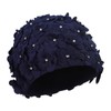 Schwimmkappe Damen Diamant-Blumenblatt Turban Badekappe Lange Kurze Haare Badehaube elastisch