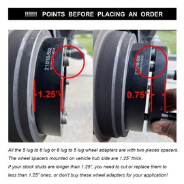 VLAOSCHI Black Forged 5x5 to 6x5.5 Wheel Adapters 2 Inch Compatible with Jeep Chevy-GMC 5 Lug to 6 Lug for Wrangler Grand Cherokee C1500 Yukon Durango (Adapt 6x139.7 Rim on 5x127 Vehicle) - Pack of 2