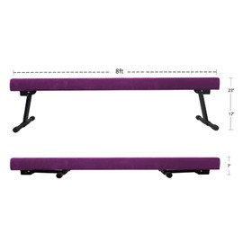 YANGG 6FT/8FT Gymnastic Balance Beam,Adjustable High and Low Level Floor Beam - Highly Stable - Gym Practice Training Equipment for Kids Children Girls Home (Purple, 8 FT)