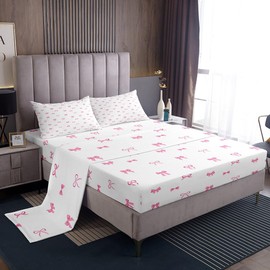 Erosebridal - Juego de sábanas planas con lazo para habitación de niñas, juego de cama estilo princesa soñadora, tamaño individual, bonito juego de sábanas para niños, adolescentes y mujeres, juego de