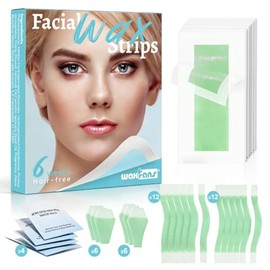 Waxfans 52 tiras de cera para cara, tiras de cera de cejas para depilación, kit de depilación para labios de mujer, chino, bikini, axilas, piernas, ce