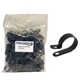 Kable Kontrol Nylon Cable Clamps – 1/4” Diameter – 100 Pcs/Pack – Black – Nylon 6-6 – UV Resistant – R-Type Cable Clamps – Cable Organizer – Plastic Wire Clamps