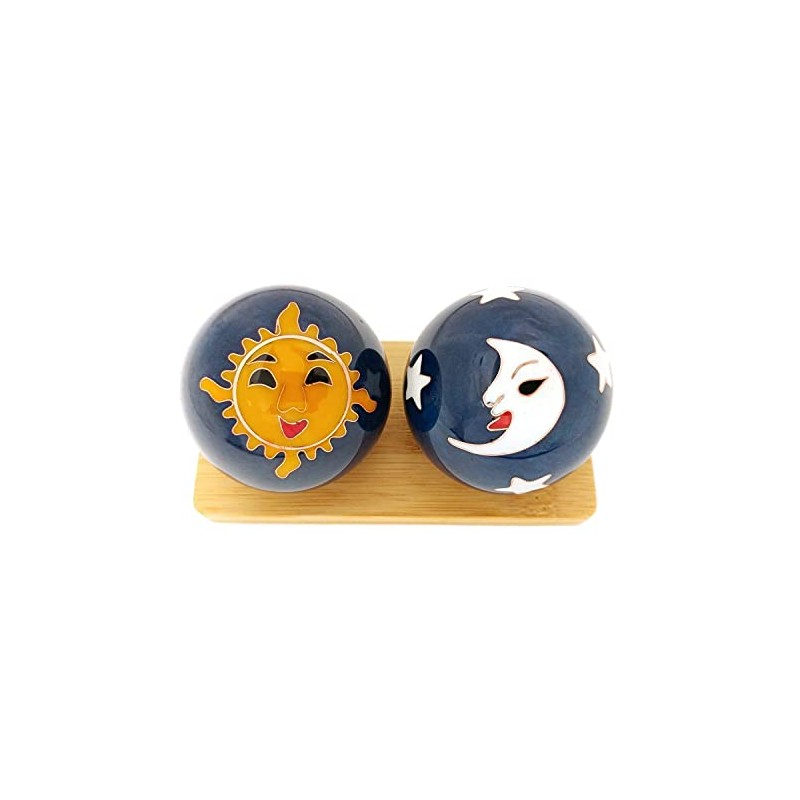 Top Chi Sun and Moon Baoding Balls with Bamboo Stand