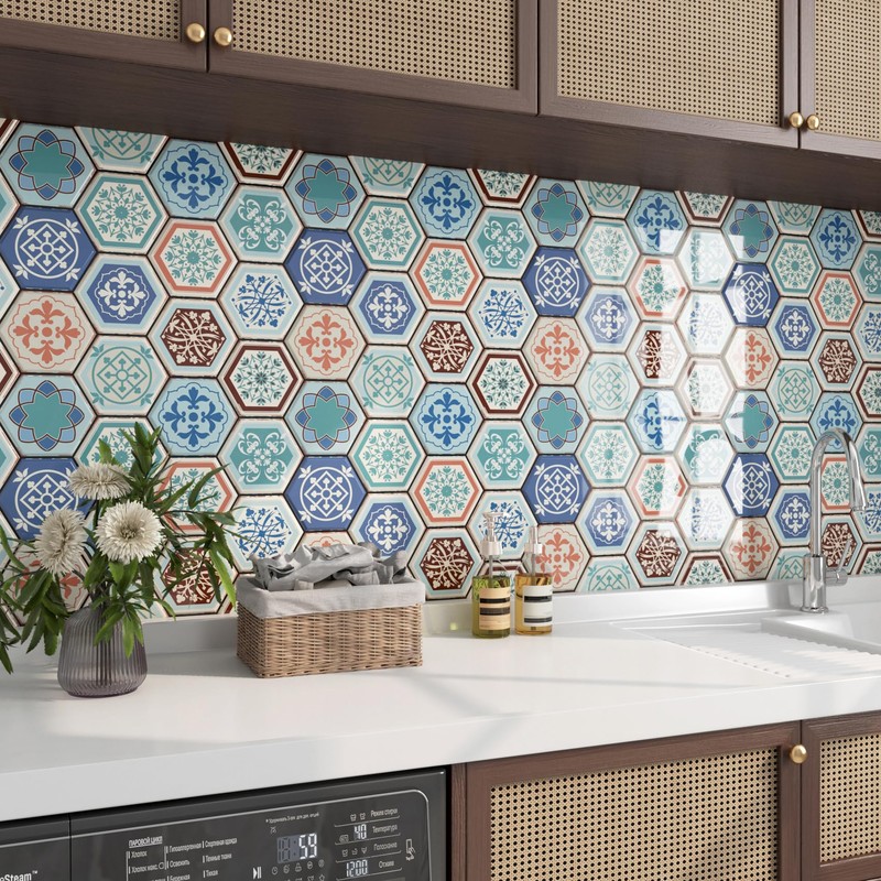 FunStick 15 Pcs Teal Blue Peel and Stick Tile Backsplash