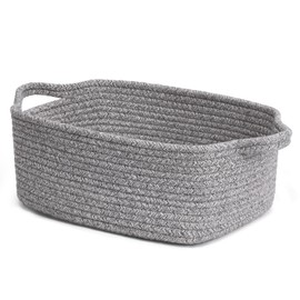CHICVITA Storage Basket for Gifting, Small Woven Basket for Towels, Cute Basket for Baby, Nursery, Dog Basket, Decorative Rope Basket for Living Room, Grey, 13 x 9¾ x 5 inches