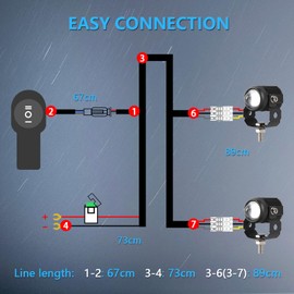Shkalacar 180W LED Light Bar Wiring Harness Set, 3 Leads, 16AWG, LED Motorcycle Wiring Harness with 12V 40A Relay and Control Switch for Switching Between Different Modes
