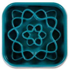 Messy Mutts Interactive Square Slow Feeder | Blue (8 Cup) | 11” x 11” Square Puzzle Slow Feeder for Dogs | Enrichment Food Dish for Slow Eating, Bloating