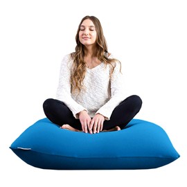 Yogibo Mini Bean Bag, Small Beanbag Chair for Kids, Teens and Adults, for Meditation and Sitting, Fibead Filling Conforms to Body, Washable, Removable Cover, Turquoise