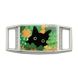 St. Patrick's Day Black Cat Shamrock Rectangular Shoe Shoelace Shoe Lace Tag Runner Gym Charm Decoration