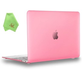 UESWILL Smooth Touch Matte Hard Shell Case Cover Compatible with MacBook 12 inch with Retina Display (Model: A1534) + Microfibre Cleaning Cloth, Pink