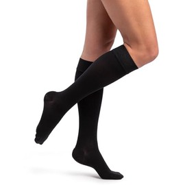 Sigvaris Dynaven 973 30-40 Women's Closed Toe Knee High Compression Stockings w/Grip Top Black LL