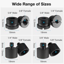 InnoGear 8 Pieces Mic Stand Adapter, 5/8 Female to 3/8 Male 3/8 Female to 5/8 Male 5/8 Female to 1/4 Male 1/4 Female to 5/8 Male Screw Thread Adapter for Microphone Stand Boom Arm Camera Tripod