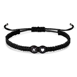 Initial Bracelets for Women Friendship Bracelet Kit Black Braided Rope Bracelet Adjustable Heart Letter Bracelet Friendship Gifts for Women Couple Gifts