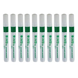 Whiteboard Drywipe Bullet Tip Green Markers x 10 (PC)