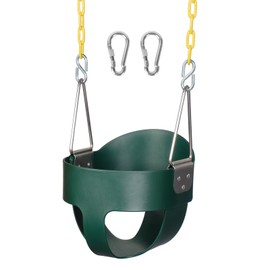 DECORLIFE DECORLIFE Toddler Swing Seat, Support 330lb, High Back Full Bucket Baby Swing Seat with Coated Chains, Outdoor Fully Assembled Swing Sets Accessories for Backyard, Green