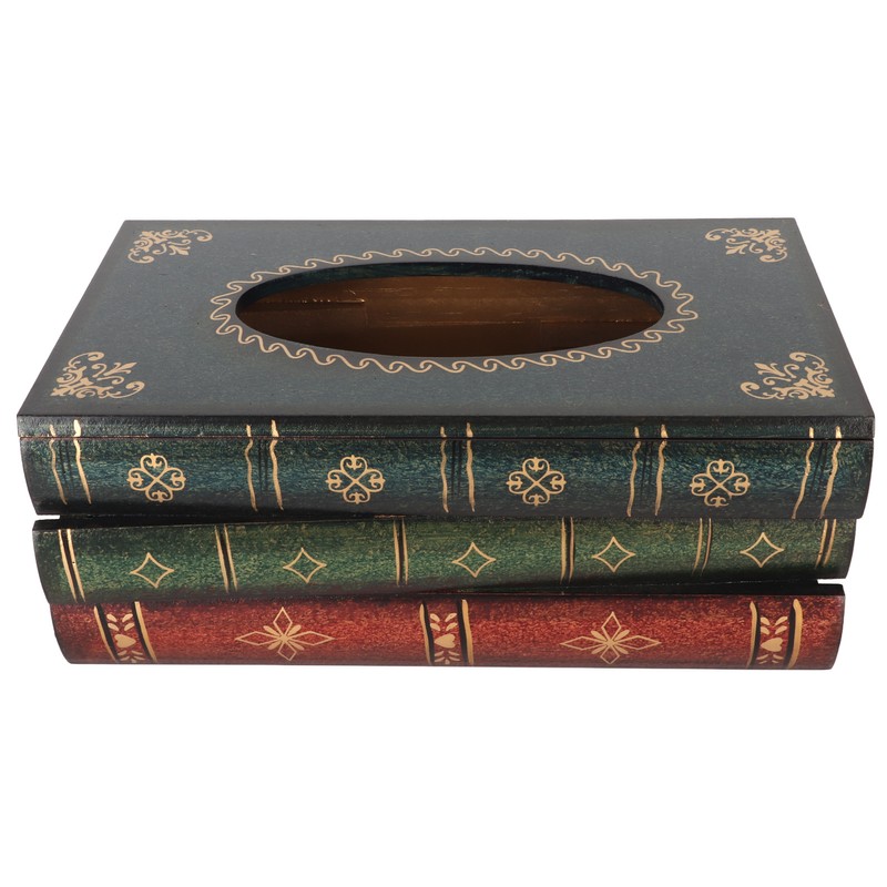 Book Tissue Box Cover Antique Rectangular Dispenser Napkin Holder for
