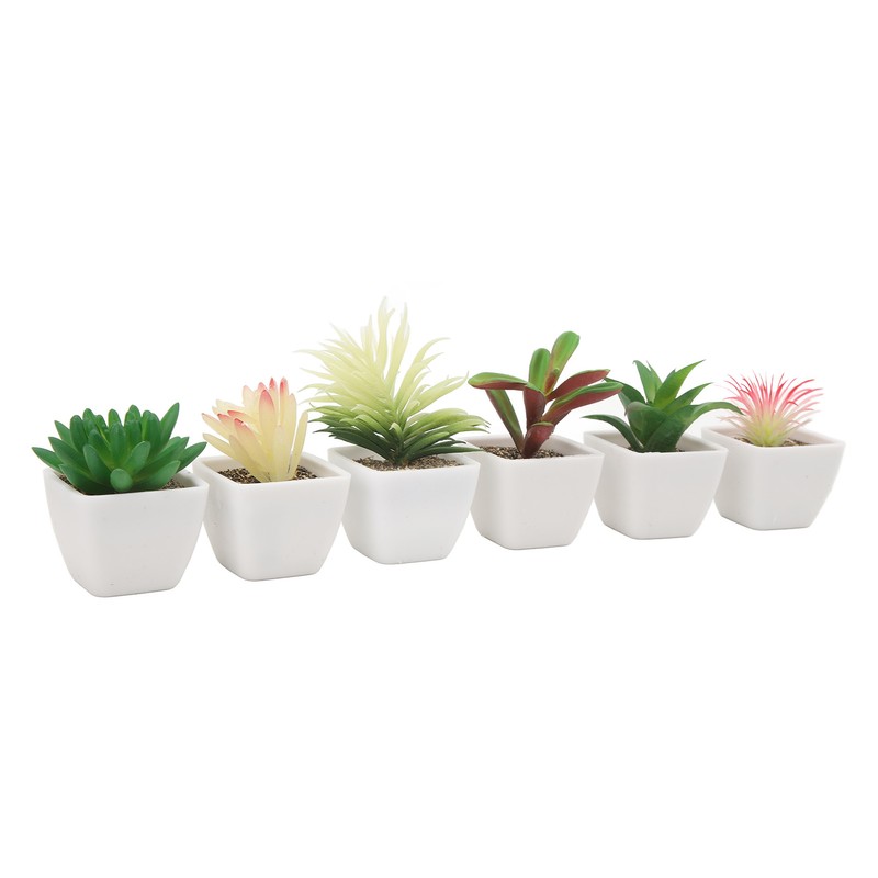 6PCS Potted Artificial Succulents Artificial Plants in Pots Plastic Fake