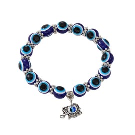 SBI Jewelry Women Elephant Evil Eye Lucky Charm Bracelet Beaded Stretched Friendship Spiritual Animal Protection Stranded Wrap Guardian Birthday Anniversary