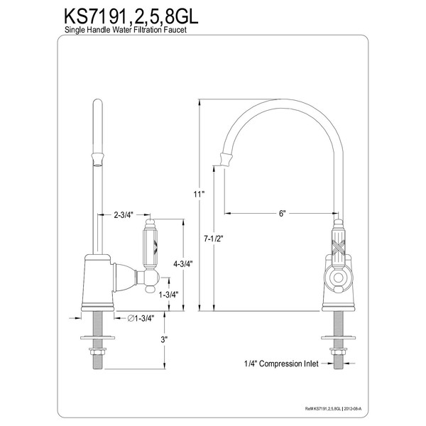Kingston Brass Gourmetier KS7192GL Georgian Single Handle Water Filtration Faucet, Polished Brass