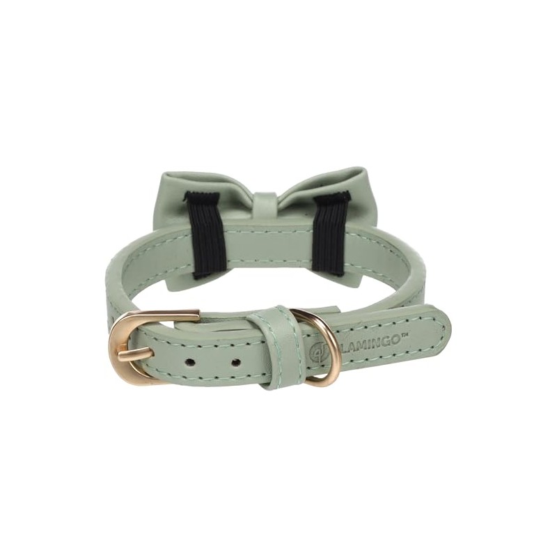 Dog Collar with bow tie Nela Mint green XS/S 24-30cm