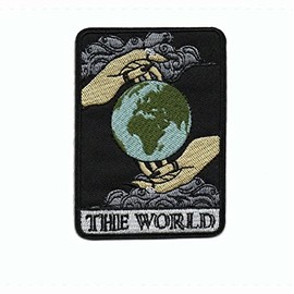 The World Earth Tarot Card Fortune Telling 3.6" Iron On Embroidered Thermoadhesive Patch for Clothing