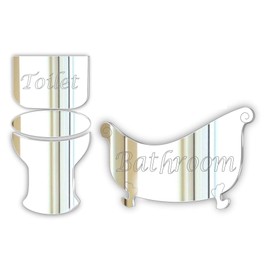Mirrors-interiors DOOR PLAQUE- Etched Bathroom & Etched Toilet