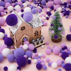 Omeblos 200Pcs Pom Poms for Crafts, Blue Portable Fluffy Pom Poms Balls Multicolor Fuzzy Craft Small Poms Ball, Soft Mini Pom Poms, Handmade Mini Pompoms for DIY Creative Designs