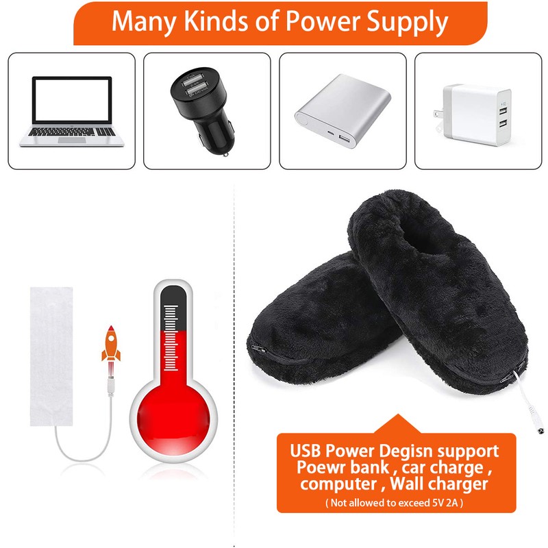 Unisex Electric Heated Shoes Electric Heating Slippers Washable Comfortable Feet
